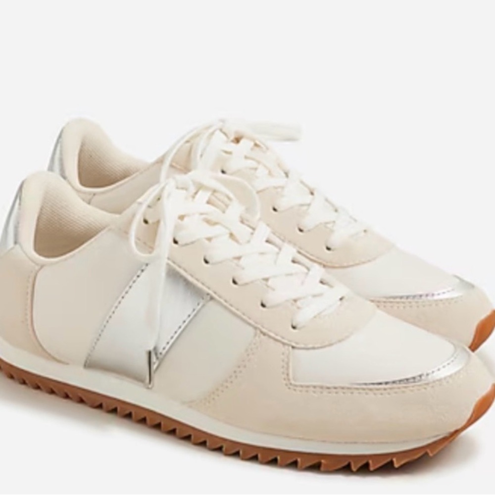 J.Crew - sneaker trainers in metallic colorblock - Metallic Silver - Size 9.5